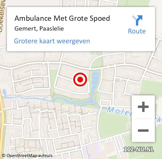 Locatie op kaart van de 112 melding: Ambulance Met Grote Spoed Naar Gemert, Paaslelie op 30 januari 2017 22:51