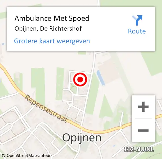 Locatie op kaart van de 112 melding: Ambulance Met Spoed Naar Opijnen, De Richtershof op 30 januari 2017 22:52