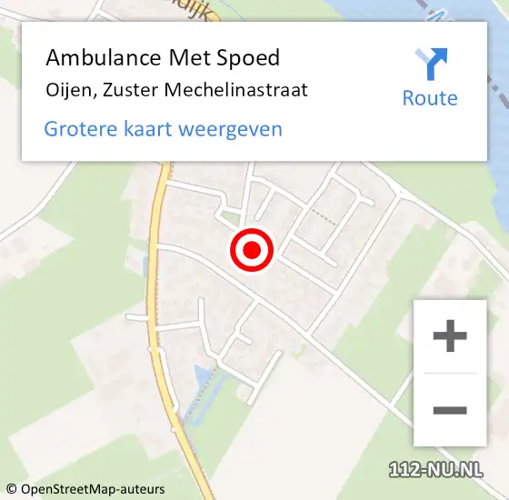 Locatie op kaart van de 112 melding: Ambulance Met Spoed Naar Oijen, Zuster Mechelinastraat op 30 januari 2017 23:35