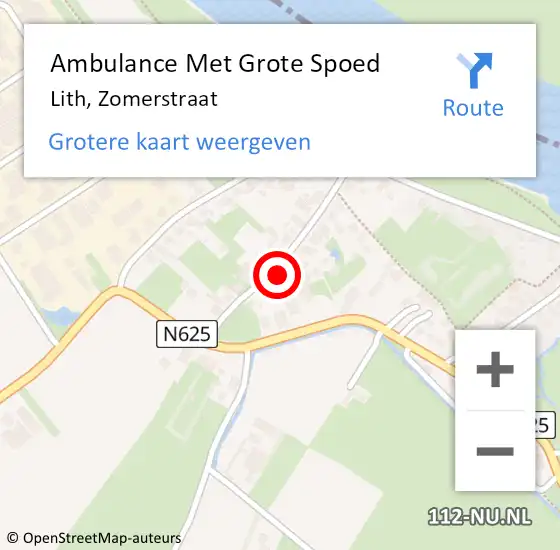 Locatie op kaart van de 112 melding: Ambulance Met Grote Spoed Naar Lith, Zomerstraat op 31 januari 2017 00:00