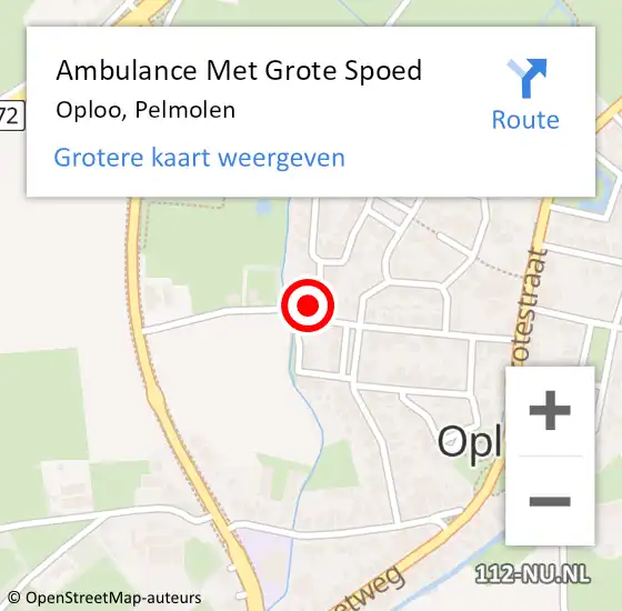 Locatie op kaart van de 112 melding: Ambulance Met Grote Spoed Naar Oploo, Pelmolen op 31 januari 2017 02:18