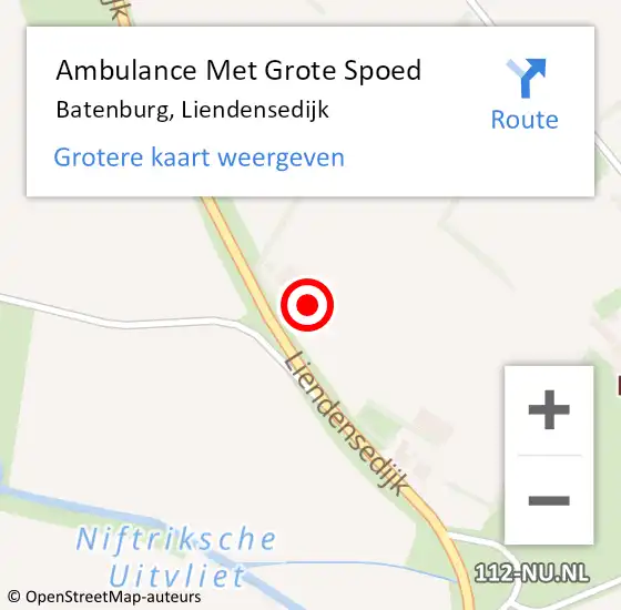 Locatie op kaart van de 112 melding: Ambulance Met Grote Spoed Naar Batenburg, Liendensedijk op 31 januari 2017 03:18