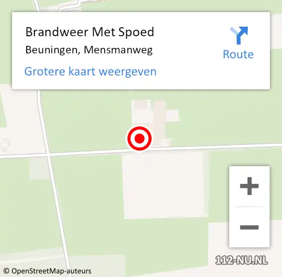 Locatie op kaart van de 112 melding: Brandweer Met Spoed Naar Beuningen, Mensmanweg op 31 januari 2017 04:43