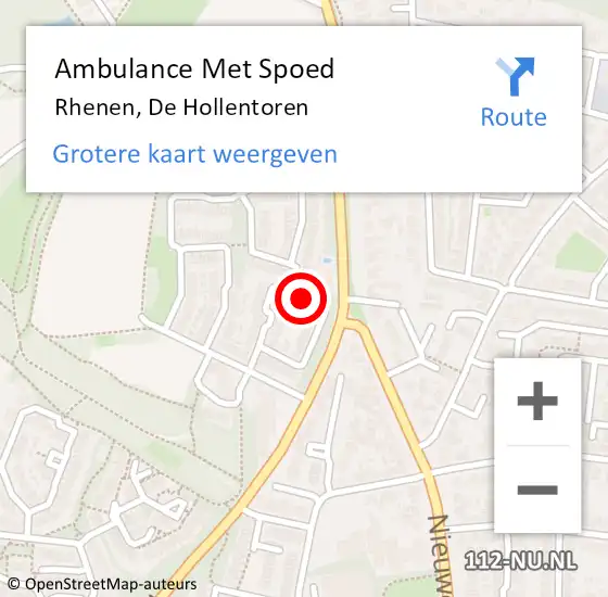 Locatie op kaart van de 112 melding: Ambulance Met Spoed Naar Rhenen, De Hollentoren op 31 januari 2017 06:10