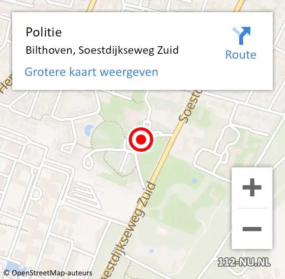 Locatie op kaart van de 112 melding: Politie Bilthoven, Soestdijkseweg Zuid op 31 januari 2017 07:57