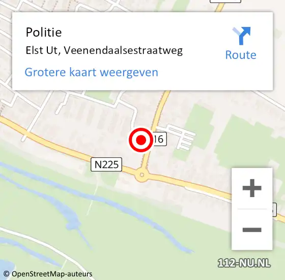 Locatie op kaart van de 112 melding: Politie Elst Ut, Veenendaalsestraatweg op 31 januari 2017 08:03