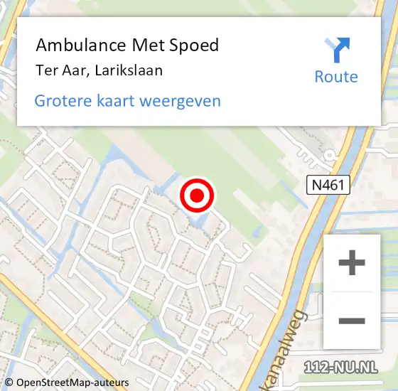 Locatie op kaart van de 112 melding: Ambulance Met Spoed Naar Ter Aar, Larikslaan op 31 januari 2017 08:16