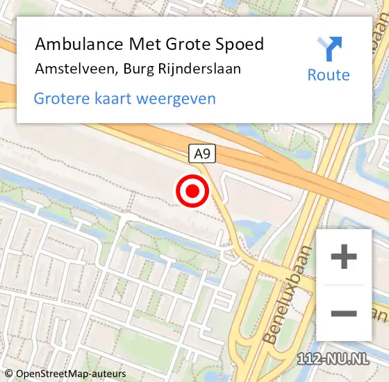 Locatie op kaart van de 112 melding: Ambulance Met Grote Spoed Naar Amstelveen, Burg Rijnderslaan op 31 januari 2017 08:22