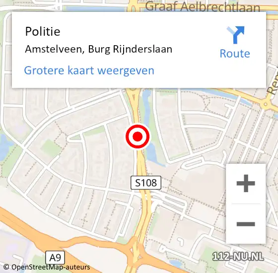 Locatie op kaart van de 112 melding: Politie Amstelveen, Burg Rijnderslaan op 31 januari 2017 08:26