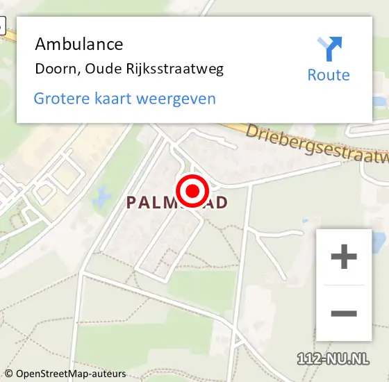 Locatie op kaart van de 112 melding: Ambulance Doorn, Oude Rijksstraatweg op 31 januari 2017 11:27