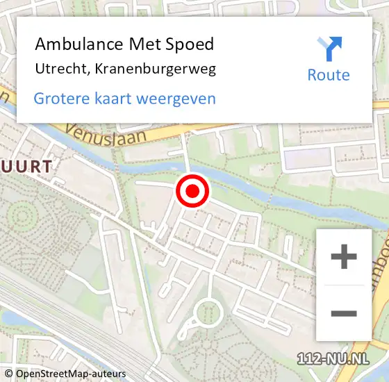 Locatie op kaart van de 112 melding: Ambulance Met Spoed Naar Utrecht, Kranenburgerweg op 31 januari 2017 11:48