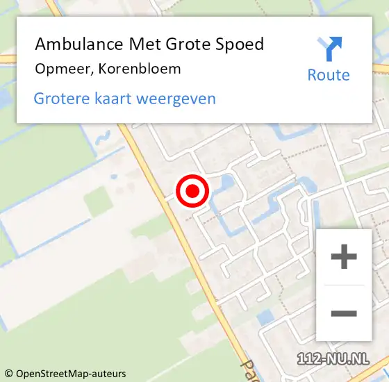 Locatie op kaart van de 112 melding: Ambulance Met Grote Spoed Naar Opmeer, Korenbloem op 31 januari 2017 11:49