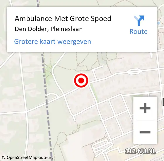 Locatie op kaart van de 112 melding: Ambulance Met Grote Spoed Naar Den Dolder, Pleineslaan op 31 januari 2017 12:00