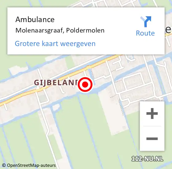 Locatie op kaart van de 112 melding: Ambulance Molenaarsgraaf, Poldermolen op 31 januari 2017 12:13