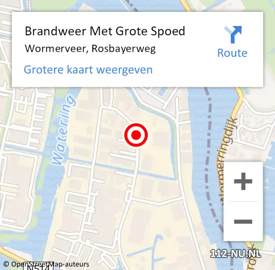 Locatie op kaart van de 112 melding: Brandweer Met Grote Spoed Naar Wormerveer, Rosbayerweg op 31 januari 2017 12:17