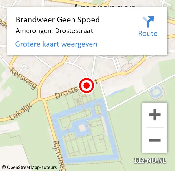 Locatie op kaart van de 112 melding: Brandweer Geen Spoed Naar Amerongen, Drostestraat op 31 januari 2017 12:28