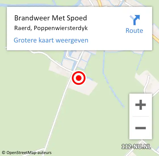 Locatie op kaart van de 112 melding: Brandweer Met Spoed Naar Raerd, Poppenwiersterdyk op 31 januari 2017 13:04