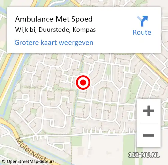 Locatie op kaart van de 112 melding: Ambulance Met Spoed Naar Wijk bij Duurstede, Kompas op 31 januari 2017 13:23