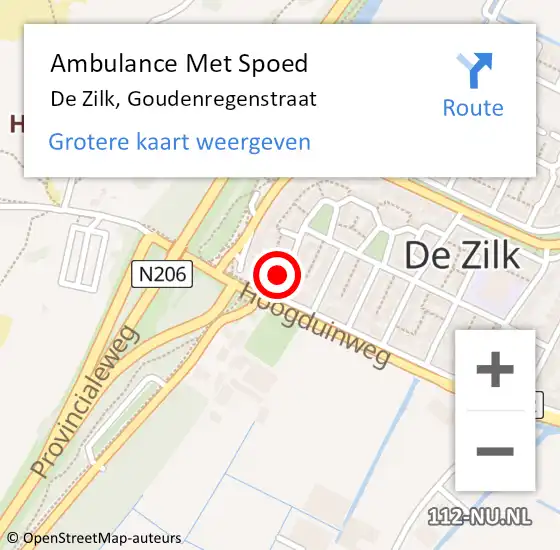 Locatie op kaart van de 112 melding: Ambulance Met Spoed Naar De Zilk, Goudenregenstraat op 31 januari 2017 14:09