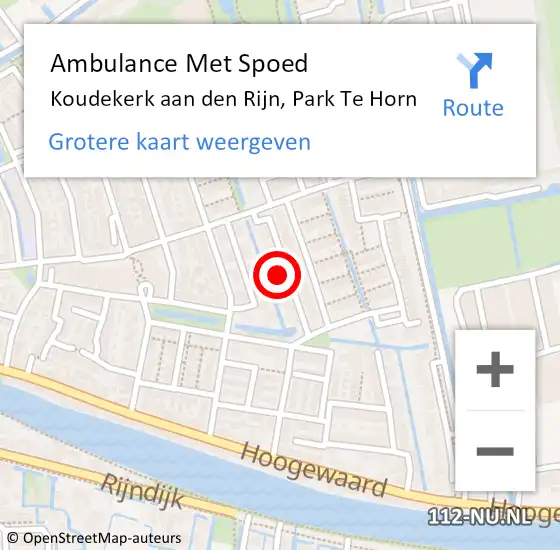 Locatie op kaart van de 112 melding: Ambulance Met Spoed Naar Koudekerk aan den Rijn, Park Te Horn op 31 januari 2017 14:16