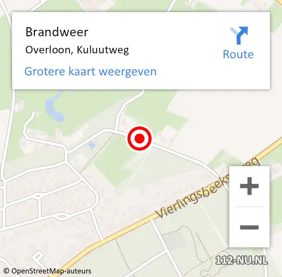 Locatie op kaart van de 112 melding: Brandweer Overloon, Kuluutweg op 31 januari 2017 14:32