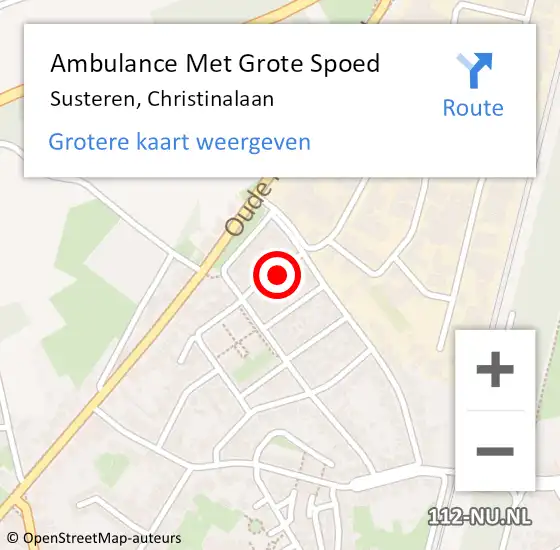 Locatie op kaart van de 112 melding: Ambulance Met Grote Spoed Naar Susteren, Christinalaan op 31 januari 2017 14:41