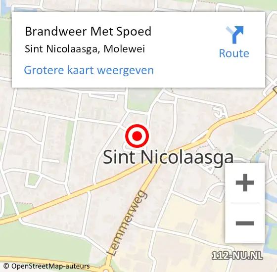Locatie op kaart van de 112 melding: Brandweer Met Spoed Naar Sint Nicolaasga, Molewei op 31 januari 2017 14:48