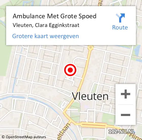 Locatie op kaart van de 112 melding: Ambulance Met Grote Spoed Naar Vleuten, Clara Egginkstraat op 31 januari 2017 15:02