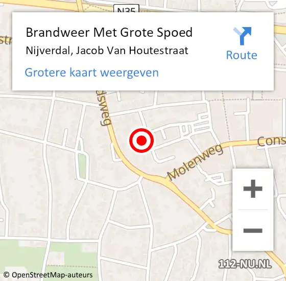 Locatie op kaart van de 112 melding: Brandweer Met Grote Spoed Naar Nijverdal, Jacob Van Houtestraat op 31 januari 2017 15:51