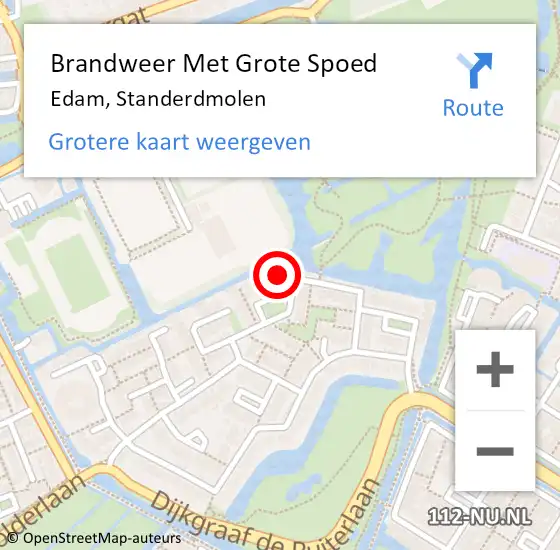 Locatie op kaart van de 112 melding: Brandweer Met Grote Spoed Naar Edam, Standerdmolen op 31 januari 2017 16:18