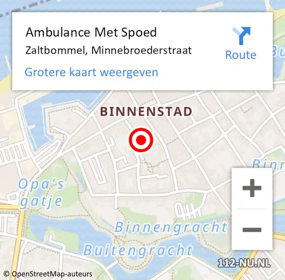 Locatie op kaart van de 112 melding: Ambulance Met Spoed Naar Zaltbommel, Minnebroederstraat op 31 januari 2017 16:33