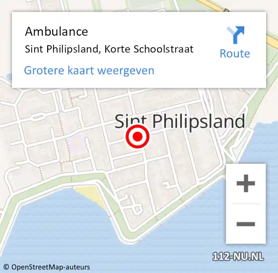 Locatie op kaart van de 112 melding: Ambulance Sint Philipsland, Korte Schoolstraat op 31 januari 2017 17:30