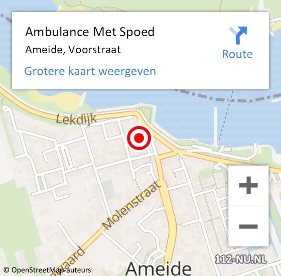 Locatie op kaart van de 112 melding: Ambulance Met Spoed Naar Ameide, Voorstraat op 31 januari 2017 17:58