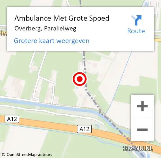 Locatie op kaart van de 112 melding: Ambulance Met Grote Spoed Naar Overberg, Parallelweg op 31 januari 2017 18:19