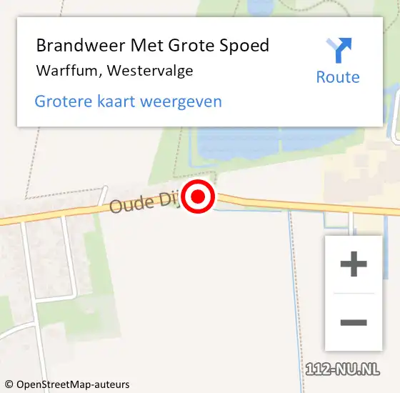 Locatie op kaart van de 112 melding: Brandweer Met Grote Spoed Naar Warffum, Westervalge op 31 januari 2017 18:28