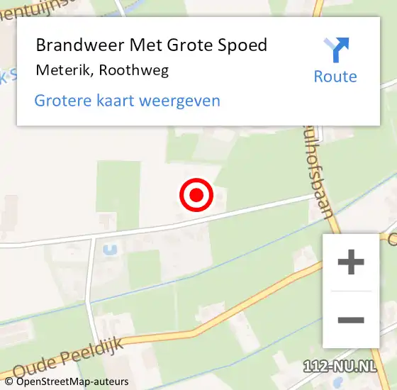 Locatie op kaart van de 112 melding: Brandweer Met Grote Spoed Naar Meterik, Roothweg op 31 januari 2017 18:31