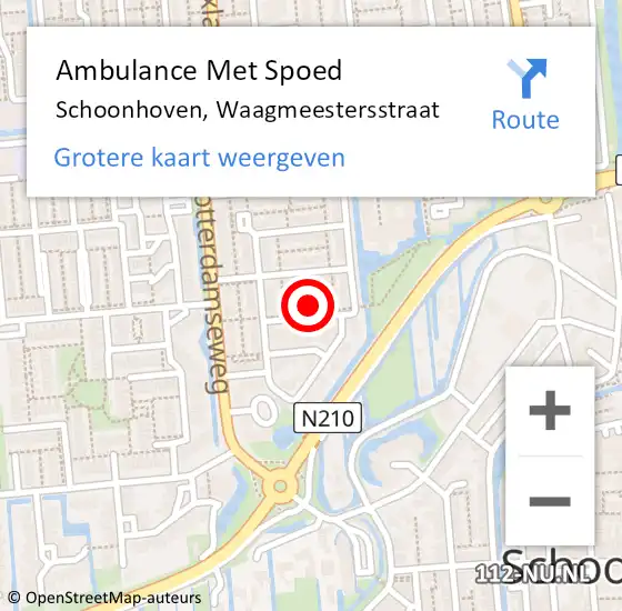 Locatie op kaart van de 112 melding: Ambulance Met Spoed Naar Schoonhoven, Waagmeestersstraat op 31 januari 2017 19:06