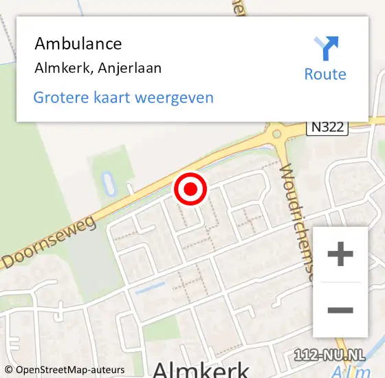 Locatie op kaart van de 112 melding: Ambulance Almkerk, Anjerlaan op 31 januari 2017 19:17