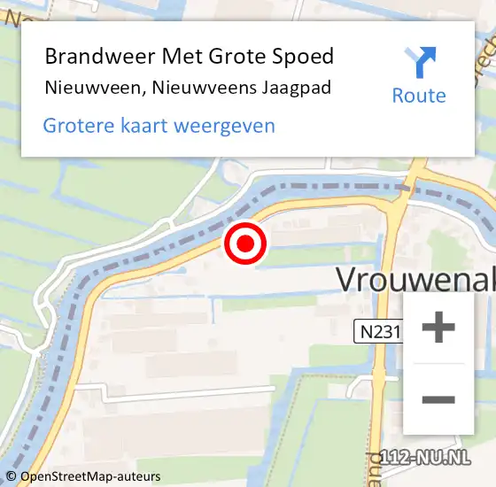 Locatie op kaart van de 112 melding: Brandweer Met Grote Spoed Naar Nieuwveen, Nieuwveens Jaagpad op 31 januari 2017 19:26