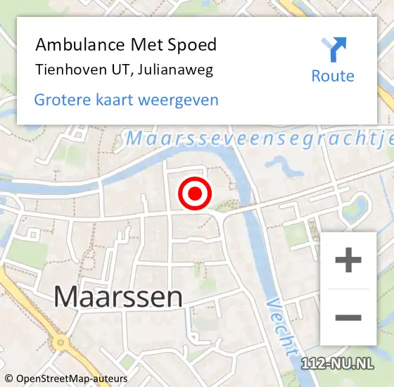 Locatie op kaart van de 112 melding: Ambulance Met Spoed Naar Tienhoven UT, Julianaweg op 31 januari 2017 20:11