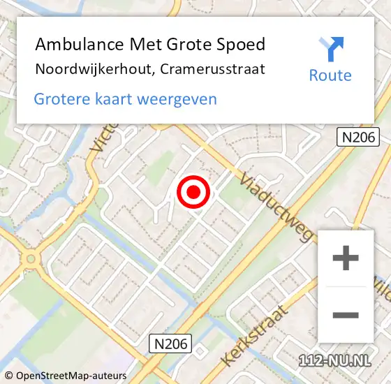 Locatie op kaart van de 112 melding: Ambulance Met Grote Spoed Naar Noordwijkerhout, Cramerusstraat op 31 januari 2017 20:24