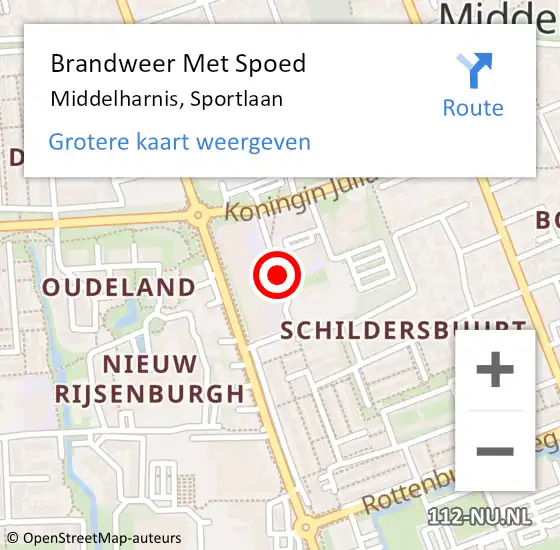 Locatie op kaart van de 112 melding: Brandweer Met Spoed Naar Middelharnis, Sportlaan op 31 januari 2017 21:37