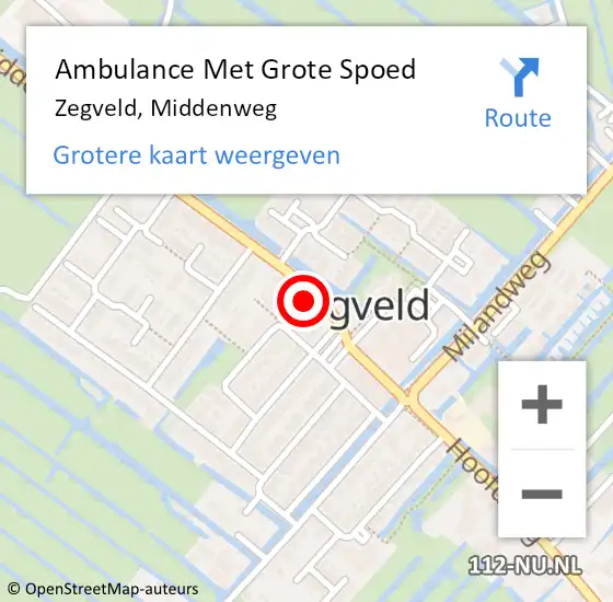 Locatie op kaart van de 112 melding: Ambulance Met Grote Spoed Naar Zegveld, Middenweg op 31 januari 2017 21:57