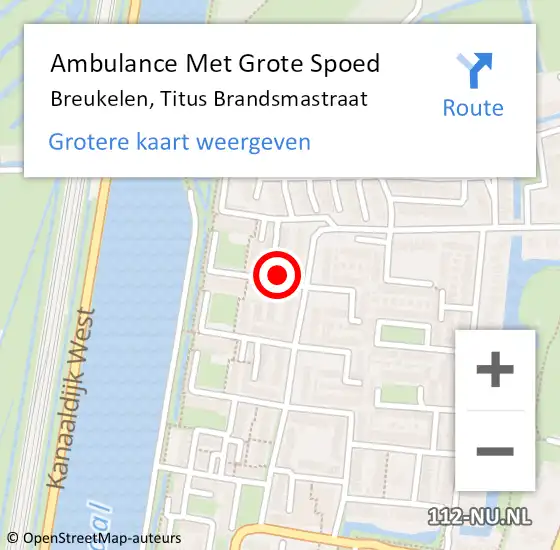 Locatie op kaart van de 112 melding: Ambulance Met Grote Spoed Naar Breukelen, Titus Brandsmastraat op 31 januari 2017 22:23