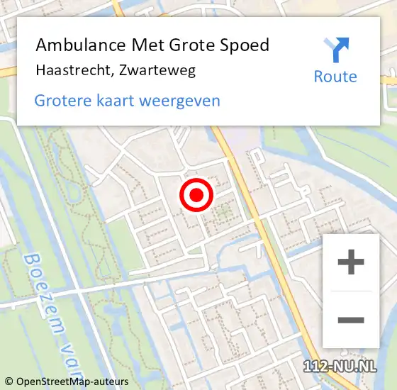 Locatie op kaart van de 112 melding: Ambulance Met Grote Spoed Naar Haastrecht, Zwarteweg op 31 januari 2017 22:25