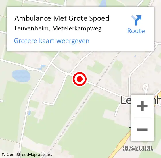 Locatie op kaart van de 112 melding: Ambulance Met Grote Spoed Naar Leuvenheim, Metelerkampweg op 31 januari 2017 22:44