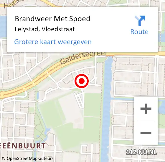 Locatie op kaart van de 112 melding: Brandweer Met Spoed Naar Lelystad, Vloedstraat op 31 januari 2017 22:59