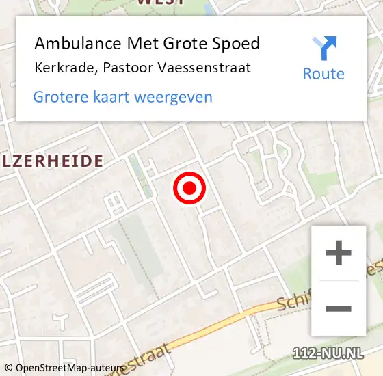 Locatie op kaart van de 112 melding: Ambulance Met Grote Spoed Naar Kerkrade, Pastoor Vaessenstraat op 31 januari 2017 23:31