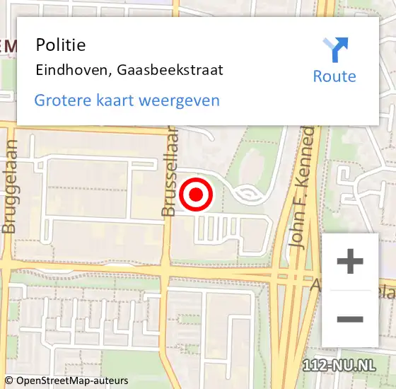 Locatie op kaart van de 112 melding: Politie Eindhoven, Gaasbeekstraat op 31 januari 2017 23:40