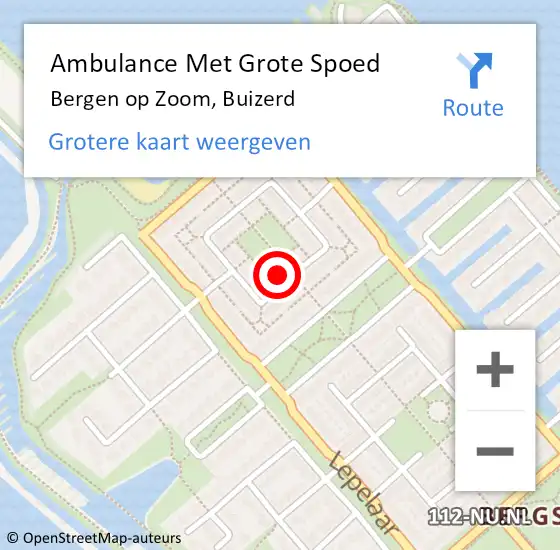 Locatie op kaart van de 112 melding: Ambulance Met Grote Spoed Naar Bergen op Zoom, Buizerd op 1 februari 2017 00:48